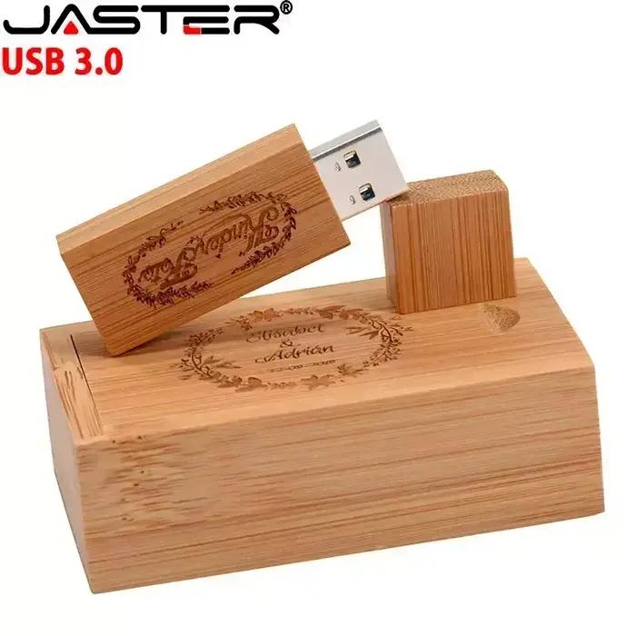 JASTER Lot de 10 clés USB 3.0 en bois, 128 Go, avec logo personnalisé gratuit, clé USB 64 Go, clé US