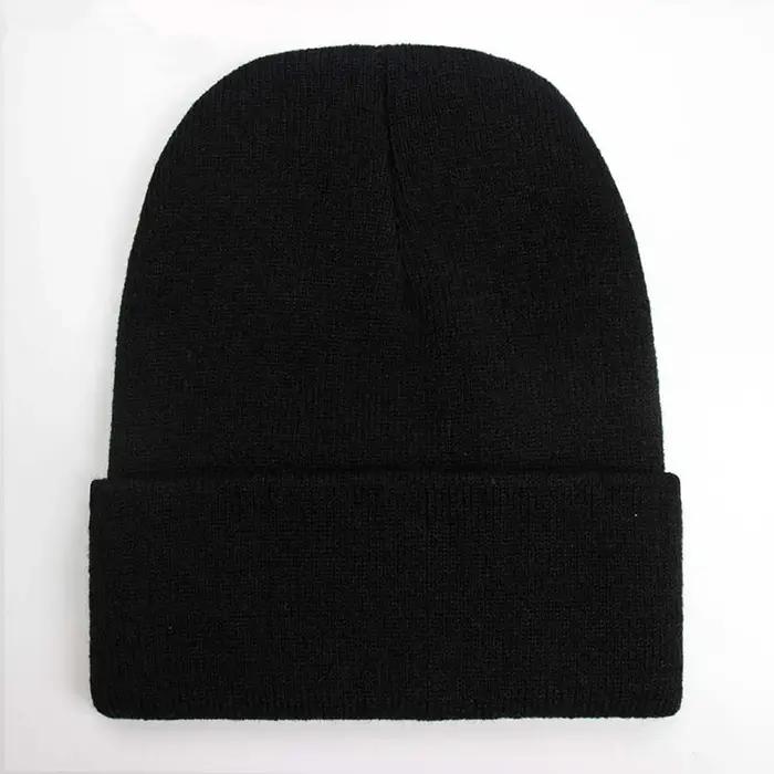 Bonnet unisexe solide automne hiver mélanges de laine doux chaud bonnet tricoté hommes femmes SkullC