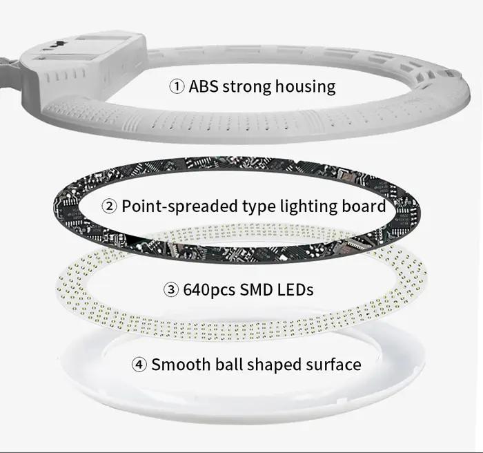Yidoblo FS640II-Anneau lumineux LED avec trépied, lampe professionnelle de 22 pouces, 100W, pour maq