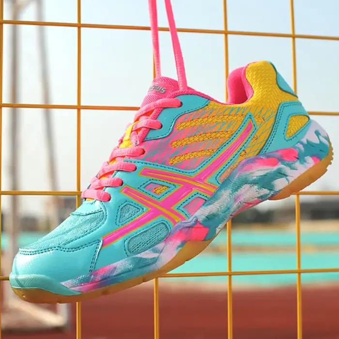 LEFUS-Chaussures de badminton professionnelles coordonnantes pour hommes, chaussures de sport respir