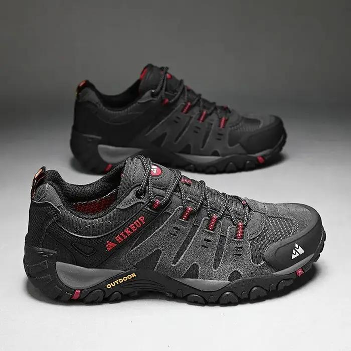 HIKEUP-Chaussures de randonnée en cuir suédé pour homme, baskets d'extérieur résistantes à l'usure,