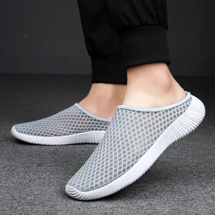 Chaussures d'été femmes demi-pantoufles maille unisexe - Tennis légères respirantes intérieur extérieur mode