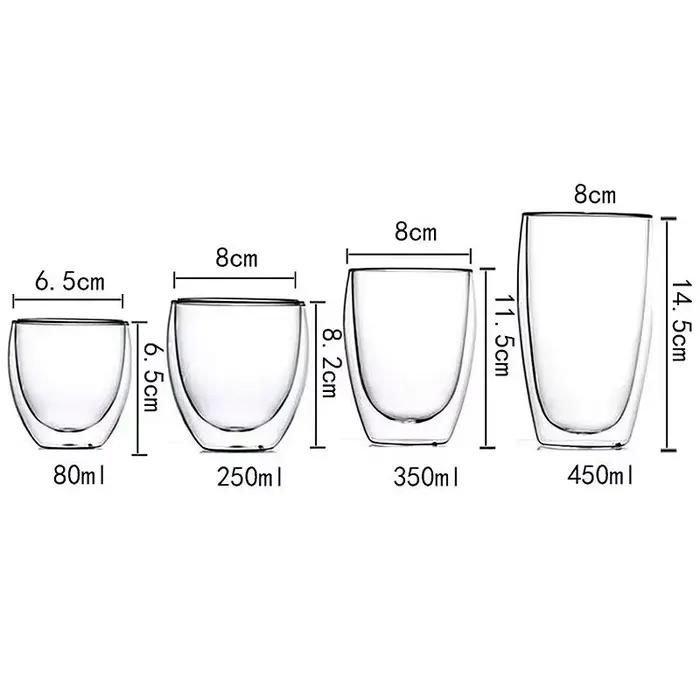Tasse en verre Borosilicate à Double paroi, résistante à la chaleur, pour thé, lait, jus, café, eau,