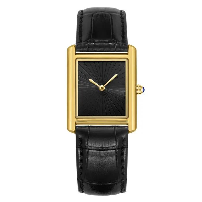 Nouvelle montre carrée classique pour hommes femmes conception Simple à deux mains bracelet en cuir