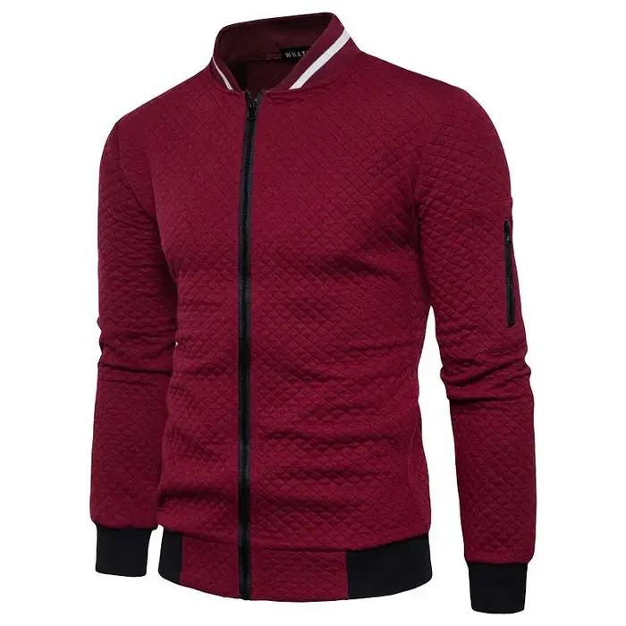 Sweat-shirt pour hommes avec poches zippées, demi-survêtement fin de couleur unie, décontracté, à ca