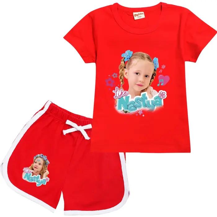 T-shirt à manches courtes et short Lovely Like Nastya pour enfants, tenues d'été pour tout-petits fi