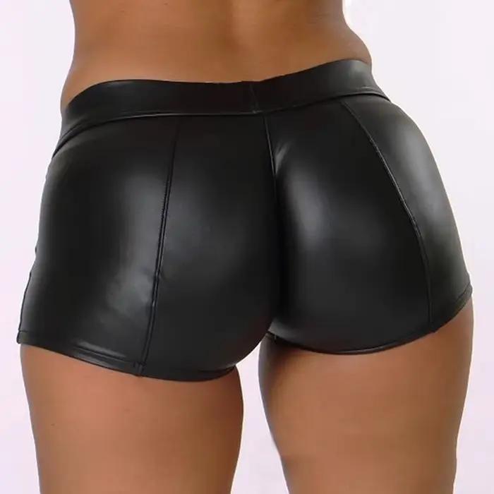 Short en cuir femmes taille haute moulante Push Up noir court Joggers sport Fitness femmes Sexy minc