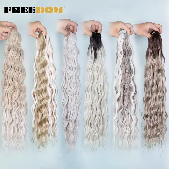 EDOM-Extensions de Cheveux Tressés Synthétiques Bouclés Naturels, Tresses Ondulées, Ombrées, Blondes