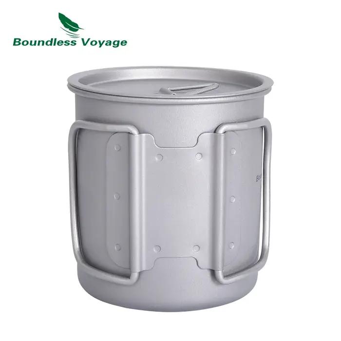 Boundless Voyage Camping Titanium Cup Mug, Outdoor Tourist Picnic Cooking Face Pot, Britware, Randon
