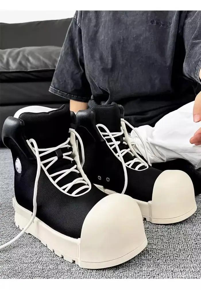 Niche Couple pain à la mode grande tête haut hommes et femmes plate-forme rehaussant bottes américai