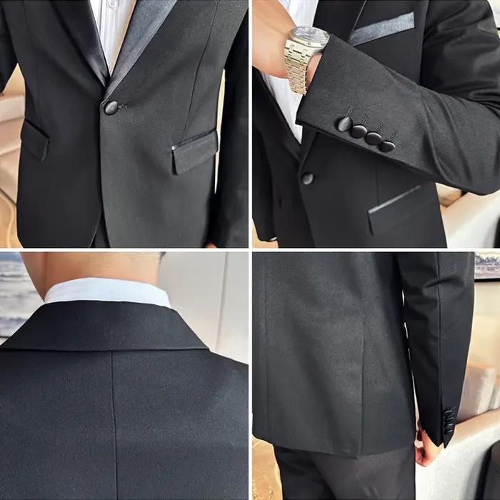 (Veste + gilet + pantalon) haut de gamme marque Boutique mode hommes décontracté affaires noir fumer