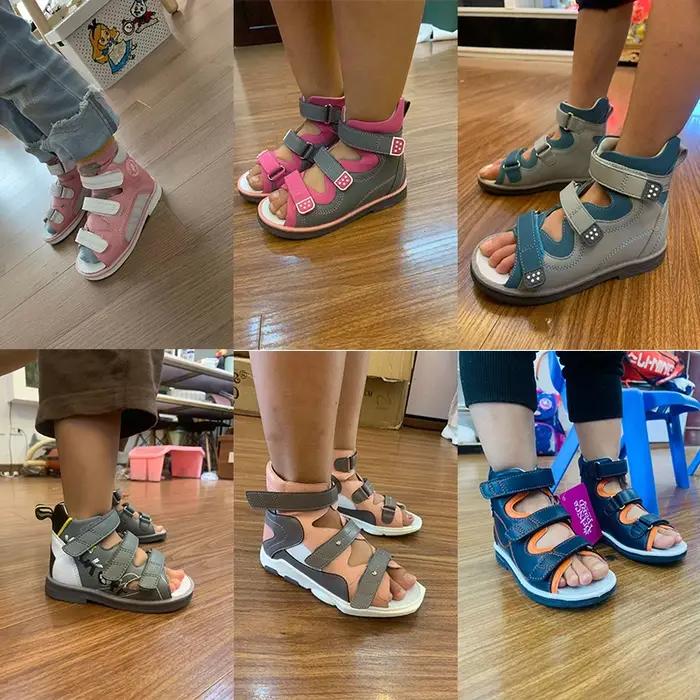 Sandales orthopédiques pour enfants boutons de fleurs pour enfants haut support de cheville correcti