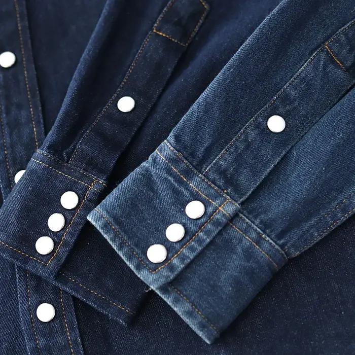 Chemise en jean western lourd pour hommes, manteau de chemisiers d'outillage épaissi, chemise décont