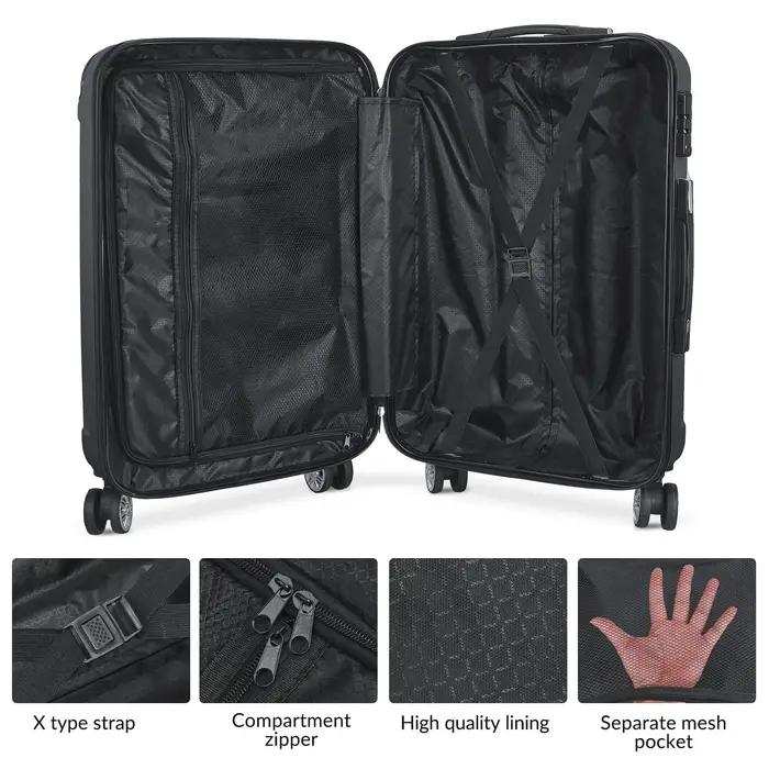 Superaly Ensemble de 3 valises rigides avec 4 roues universelles et serrure de sécurité, valise de v