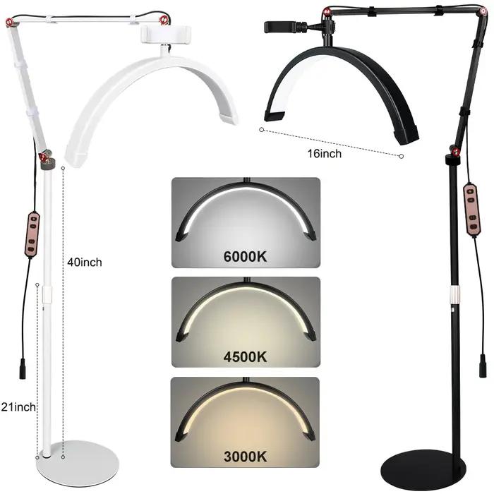 Lampe LED demi-lune 180 LED pour extensions de cils, tatoueurs et esthéticiennes, avec support de té