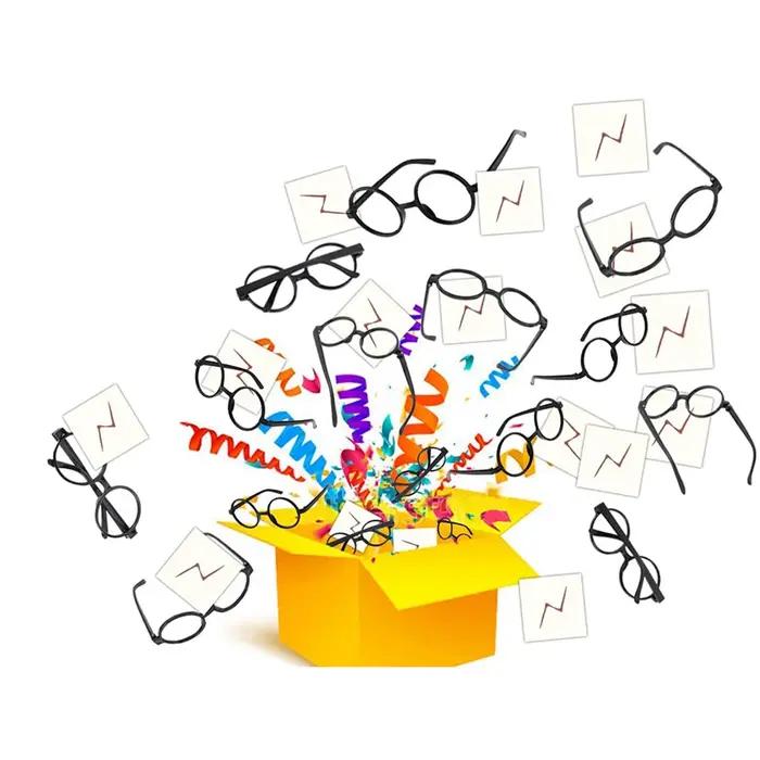 Lunettes de Magicien avec Cadre Rond, Sans Lentilles et Tatouages pour Enfants, Halloween, ixCostumé
