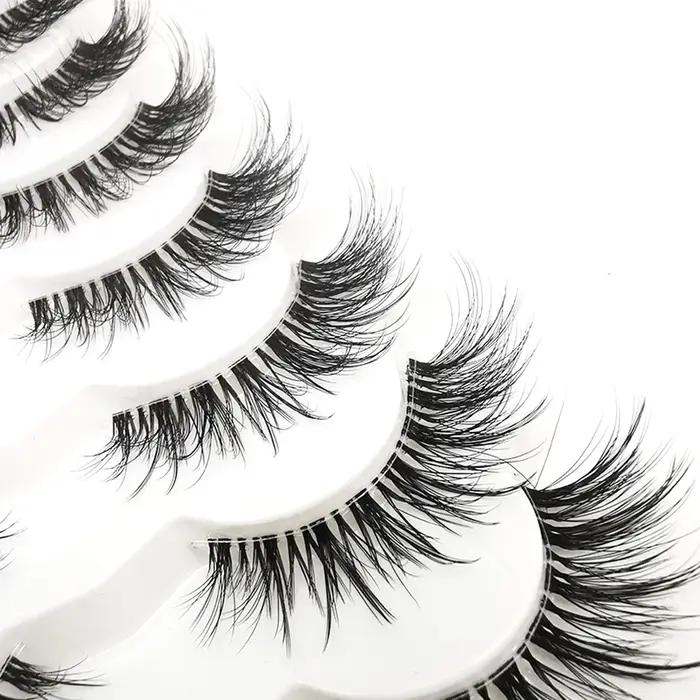 7 paires de cils oeil de chat, cils de vison artificiels aspect naturel cils de vison intelligents c