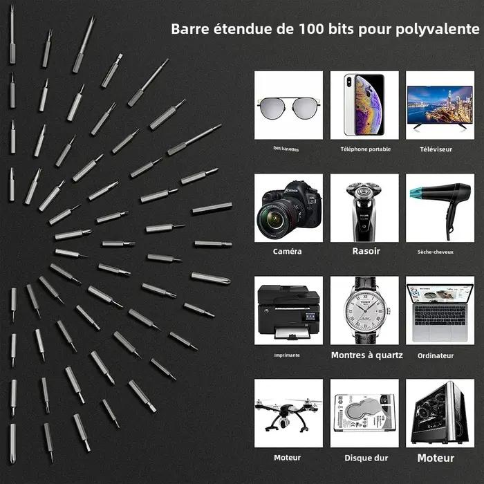 Kit de Tournevis Electriques Precisions 120 en 1 Mini Kit Rechargeable Embouts Sans Fil Telephone Portable Xiaomi Occasions Spéciales