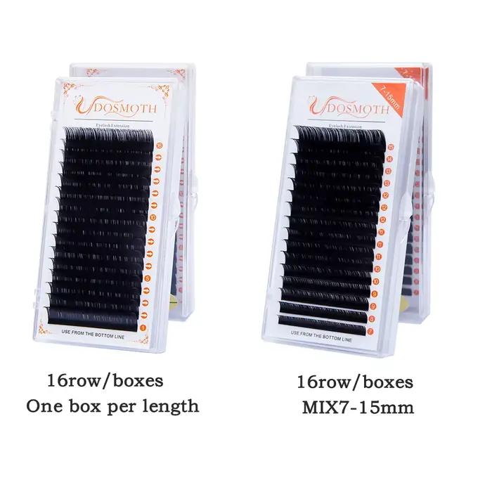 7 plateaux 16 rangées/étui extensions de cils de vison individuelles supples Extension de faux cils