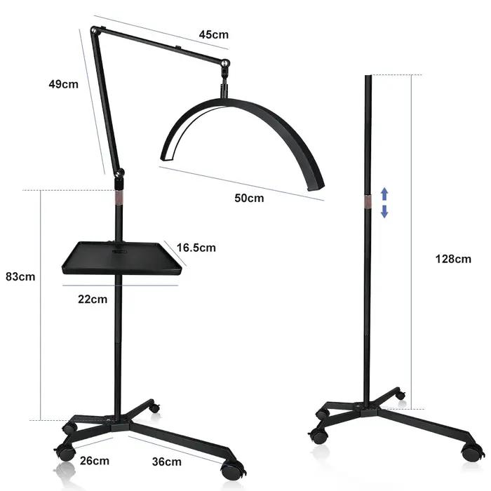 Lampe d'extension de cils à LED demi-lune, lampadaire, beauté, soin de la peau, sourcils, angle soeu
