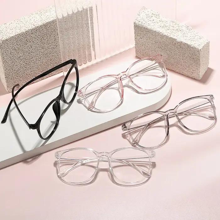 Lunettes d'ordinateur transparentes à grande monture pour femmes, rondes, Anti-lumière bleue, optiqu