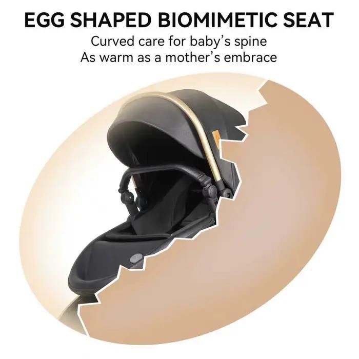 Poussette Bébé Nacelle Coque Œuf 3 en 1 Design Cocoon Type Utérus Convertible en Nacelle Plate Posit
