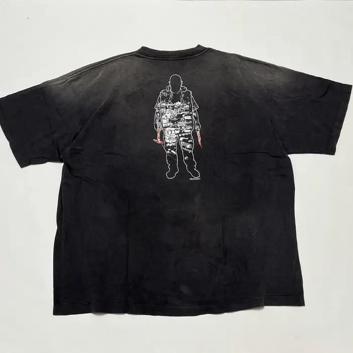 SAINT RULE T-shirt vintage délavé à manches courtes pour hommes et femmes, t-shirt oversize
