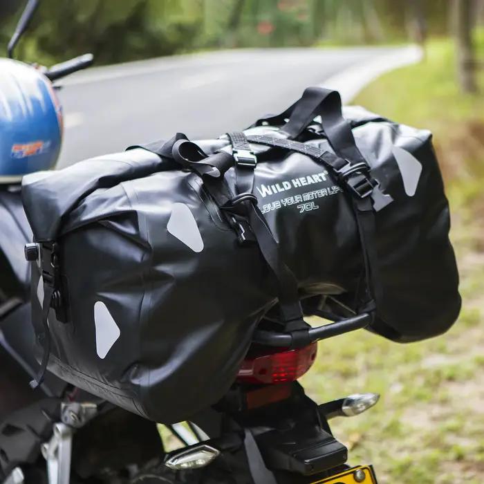 Sac de Selle Moto Étanche 70L pour Voyage et Extérieur, Sac de Rangement Sec, Sac à Dos Moto, Sac de