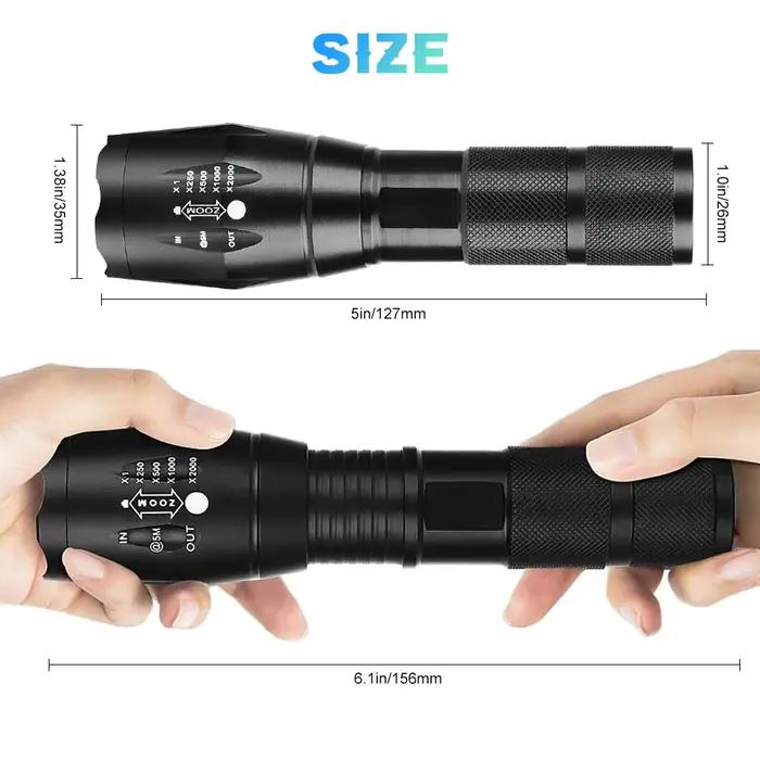 Lampe de poche LED étanche pour camping en plein air, lampe de poche injuste, torche portable, trava