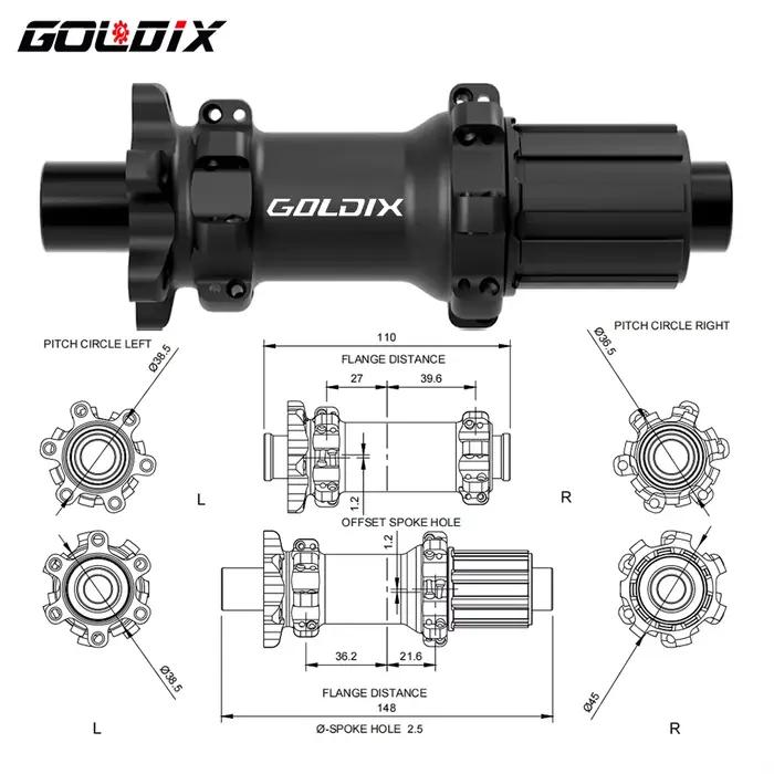 GOLDIX-Moyeu VTT Msuspec28 H HG/XD/MS Boost, cliquet 36T, frein à disque à 6 boulons, roulement scel