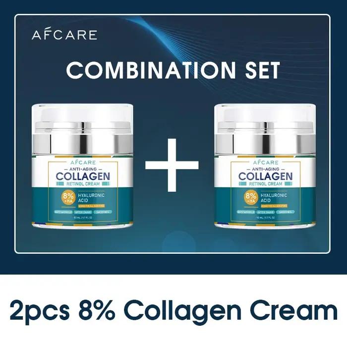 Combinaison de crème pour le visage au collagène 8%, acide hyaluronique de haute qualité, Anti-rides