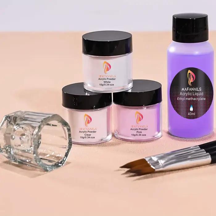 Ensemble de poudre acrylique cristal et monomère liquide, décoration pour manucure, paillettes pour