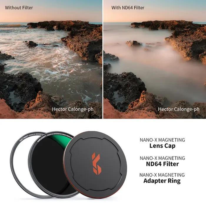 Filtre d'objectif d'appareil photo K&F CONCEPT magnétique HD ND64 Nano-x avec revêtements multicouch