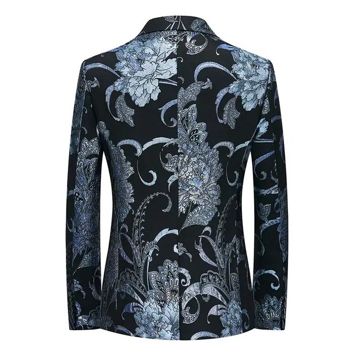 Veste Jacquard imbibée de fleurs pour hommes, blazer à bouton unique, manteau de scène de chanteur,