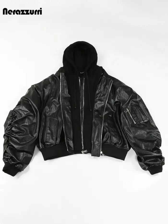 Nerazzurri Blouson en Cuir Chaud et Épais pour Homme, Vêtement Européen Cool, Beau, Respiré, Marron,