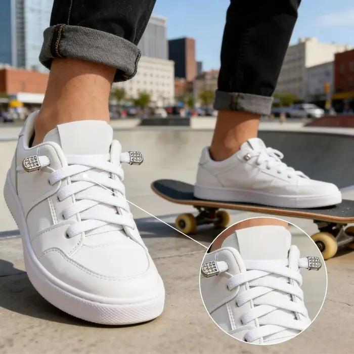 Lacets élastiques sans nœuds pour baskets de sport, système de lacets rapides à verrouillage automatique, lacets larges pour adultes sans attache