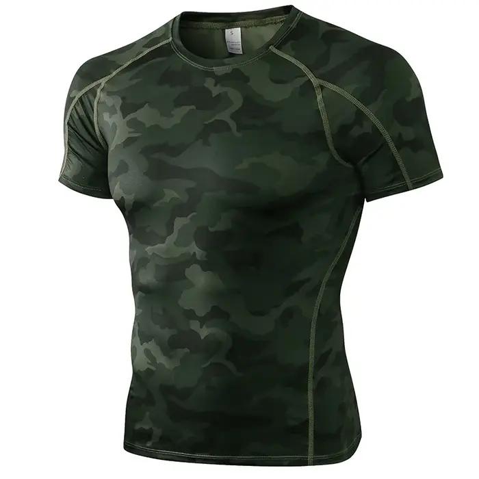 Chemise de Sport élastique pour hommes, chemise de course, Fitness, entraînement, séchage rapide, co
