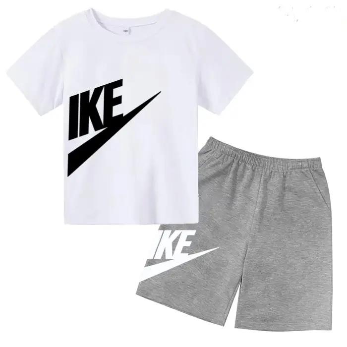 Ensemble deux pièces pour enfants, manteau de marque, t-shirt à col rond + short, vêtements à la mod