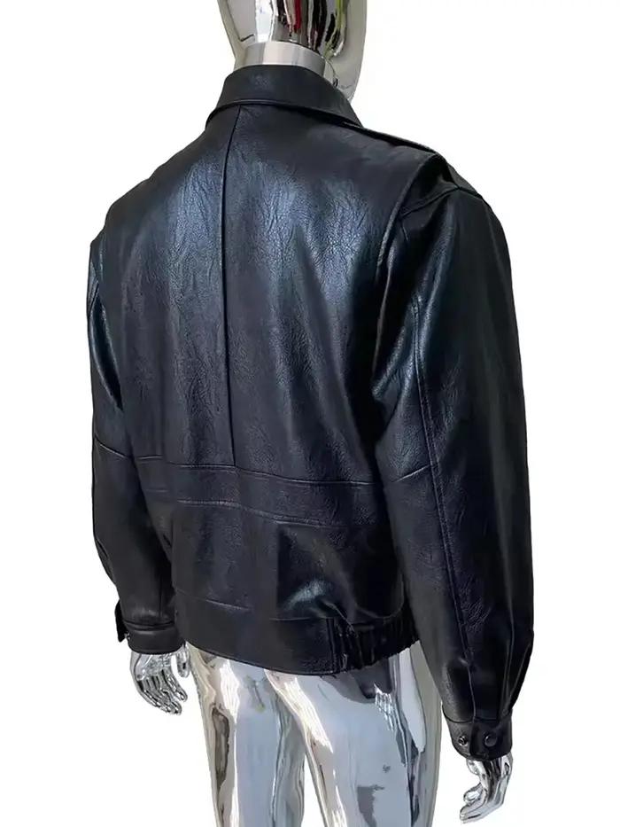 Mauroicardi printemps automne Cool beau court jaune doux Pu veste en cuir hommes col rabattu luxe vê