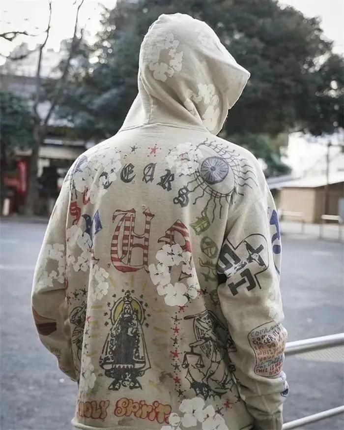 Nouveau Saint Graffiti sweat à capuche imprimé pull hommes femmes haute qualité 25fw tissu lourd uni