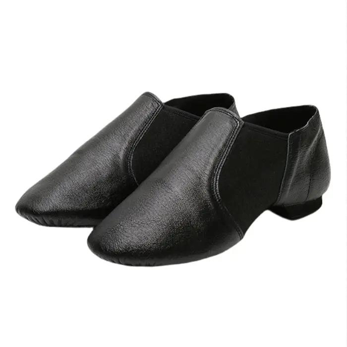 Chaussures de danse Jazz en peau de mouton de qualité, semelle antidérapante noire beige, chaussures