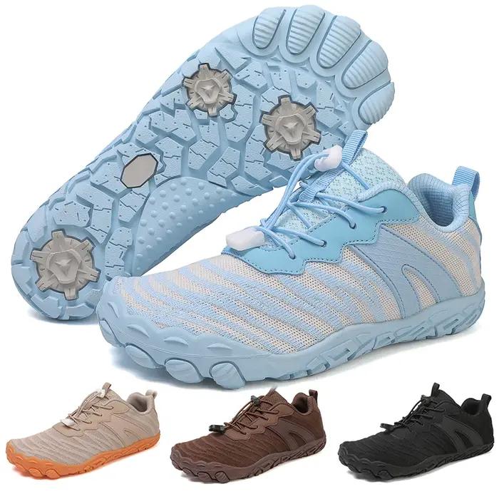 Chaussures larges pieds nus unisexes, entraîneur croisé à bout large, chaussures de course respirant