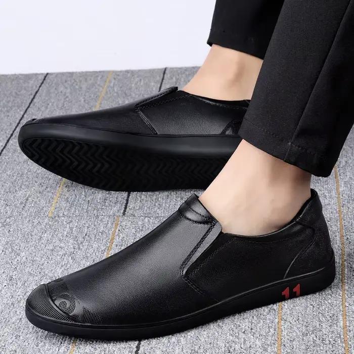 Nouvelles Chaussures Habillées Décontractées en Cuir de Vachette pour Hommes 2026 – Mocassins Unicol