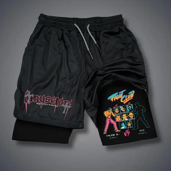 Short de sport 2 en 1 pour homme, motif gothique, pantalon court, fitness, course à pied, décontract