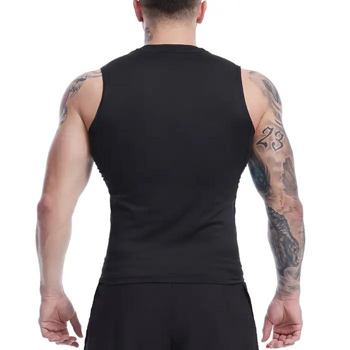 Chemise de compression sans manches imprimée ailes de crâne pour hommes débardeurs athlétiques à séc