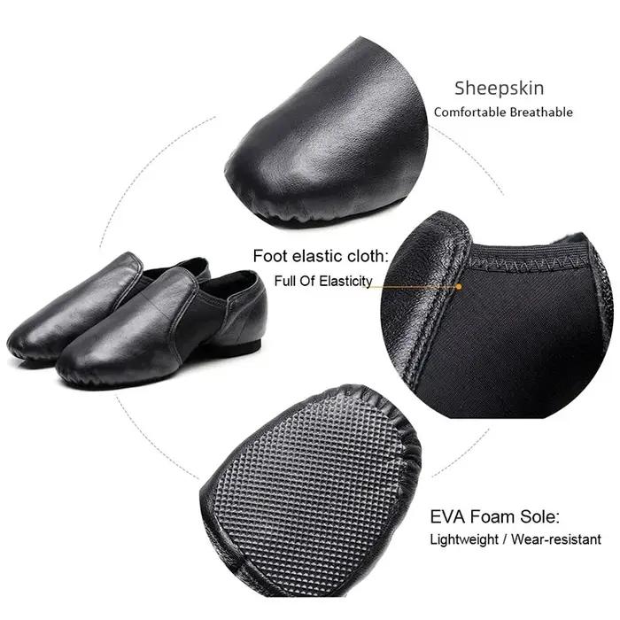 Chaussures de danse Jazz en peau de mouton de qualité, semelle antidérapante noire beige, chaussures