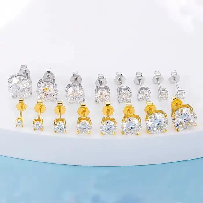 Boucles d'oreilles en diamant Moissanite pour femmes, Test réel 0.1-3CT, plaqué argent platine S925,