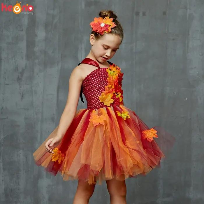 Robe Tutu d'automne pour filles, déguisement de feuilles d'érable pour enfants, Costume fantaisie d'