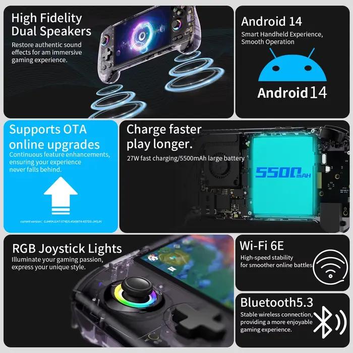 ANBERNIC – Console de jeu portable RG557, écran AMOLED de 5.48 pouces, dimension 8300, lecteur vidéo