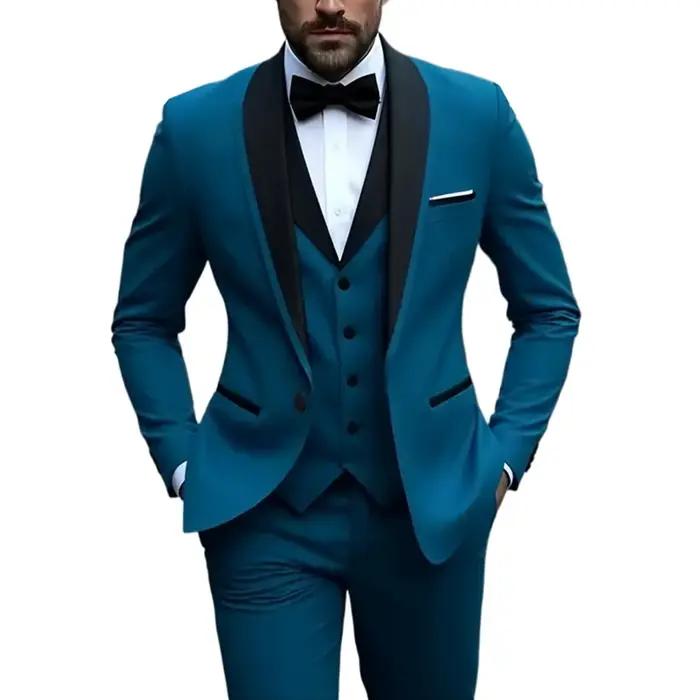 Ensemble de costume 3 pièces pour hommes, veste + gilet + pantalon, à la mode de haute qualité, adap